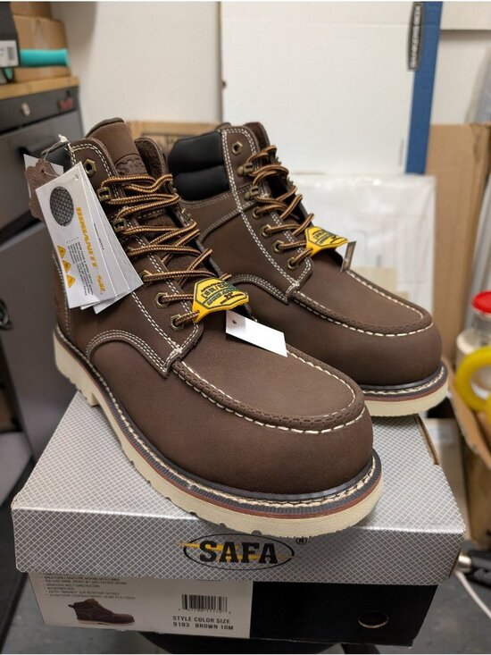 SAFA Men’s 6” Brown Leather Cap Toe Work Boots Size 10 main image 10